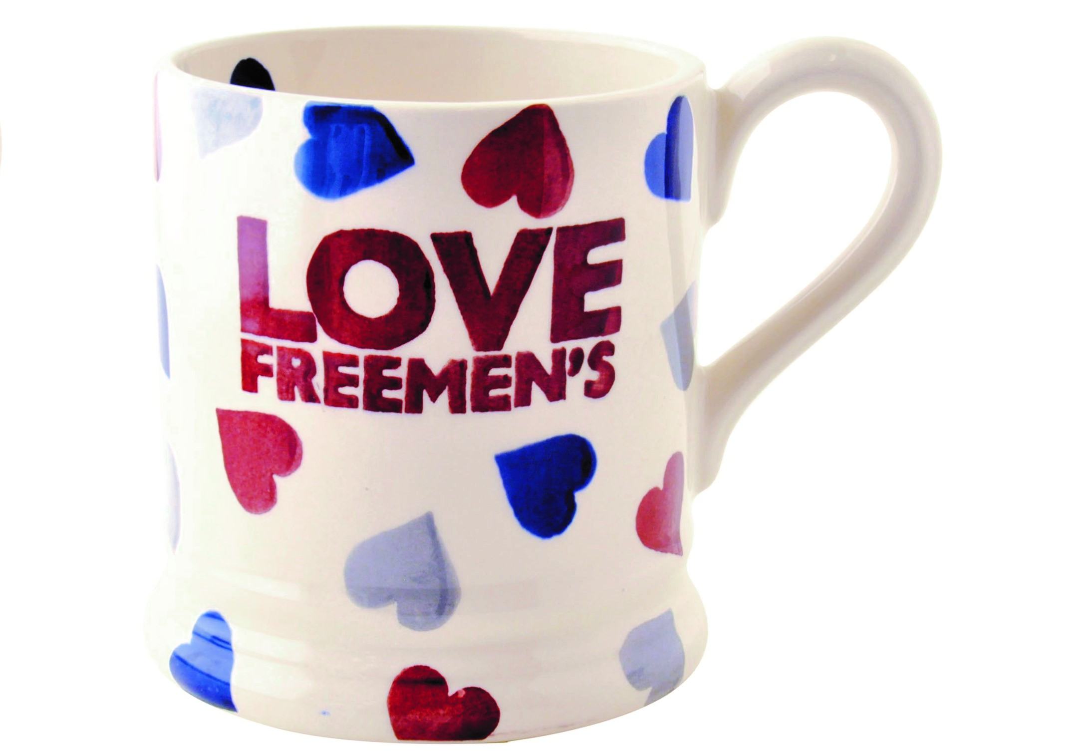 Image of Freemen's merchandise: mug, umbrellas
